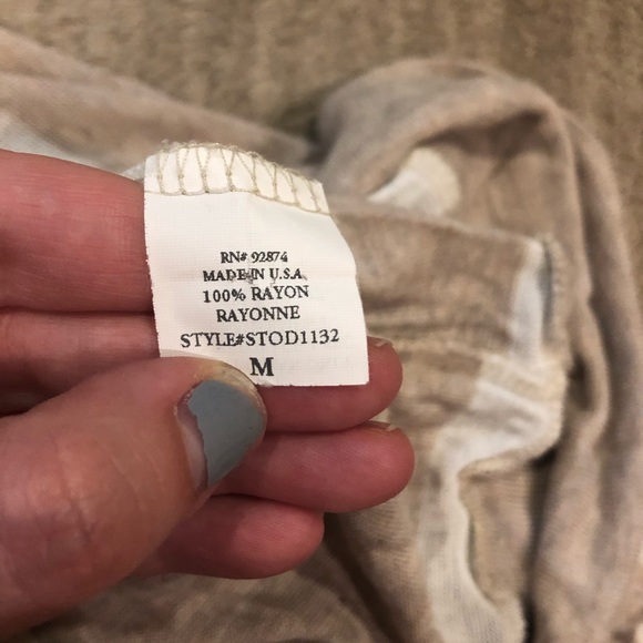 Splendid Neutral Beige and Cream Striped Deep V-neck Sweater Size: Medium - Picture 5 of 5